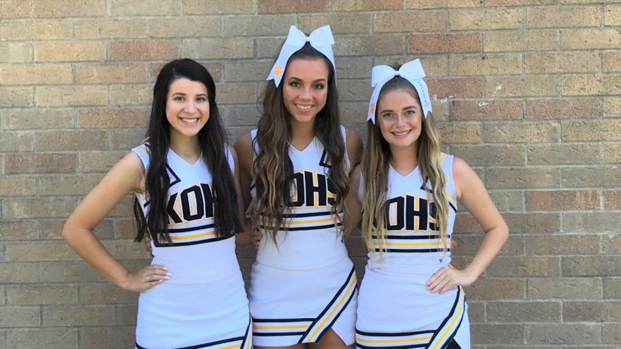 The 2018-19 Klein Oak Cheerleading Captains: (L-R) Hannah Park; Alex Davidson and Kennedy Adelman