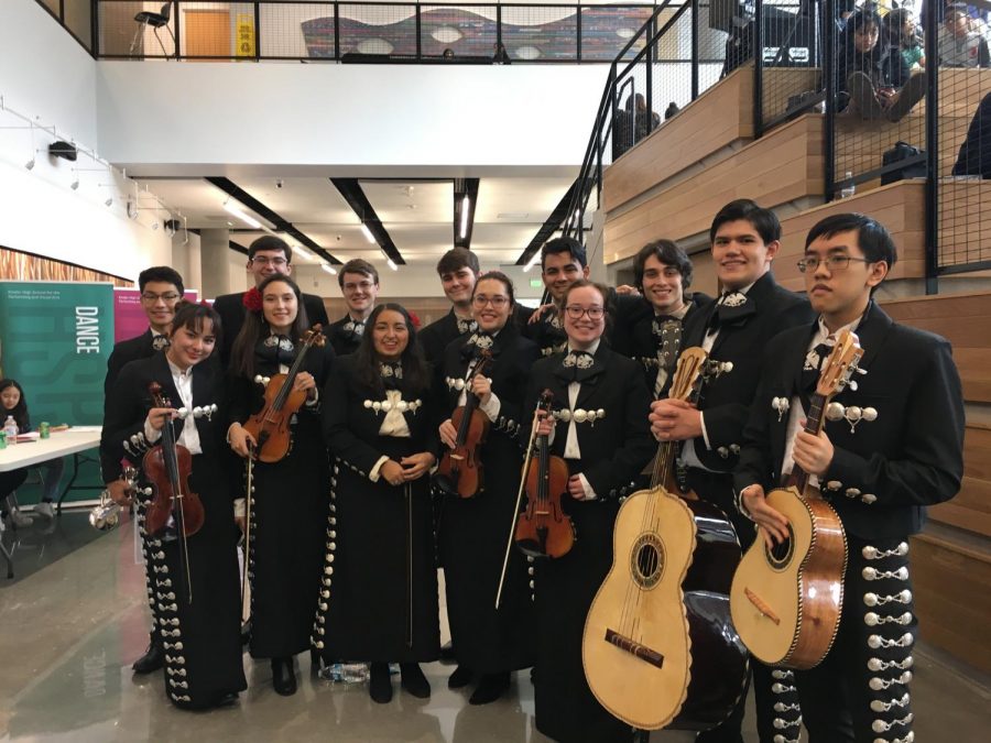 Oak Mariachi ready to go home after competing in Houston for the TAME area contest and qualifying for the State Contest in Dallas.