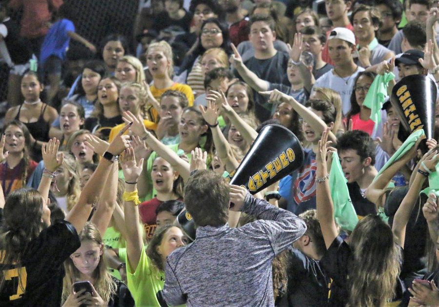 Hoping to raise the noise level, Stand Leaders help the cheerleaders to unite the student body. Throughout the year, other clubs and organizations like Student Council and the IB Program support events that bring together the diverse student population at Klein Oak.