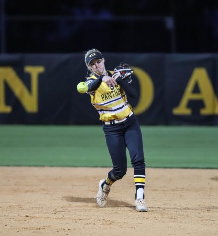 Shortstop Paige Hulsey makes a throw to first base to beat the runner. Hulsey will be attending the University of Houston to play softball. I am looking forward to making life-long friends and playing against big schools and players Ive been looking up to, Hulsey said.