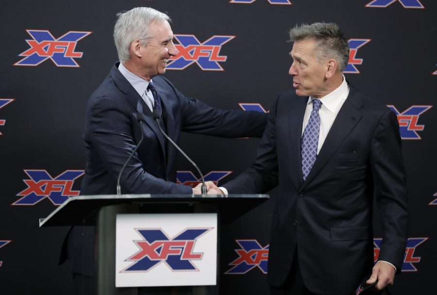 XFL Commissioner Oliver Luck and Seattle Dragons Head Coach Jim Zorn meet to discuss Zorns introduction into the league. Before the pandemic, football fans flocked to games of the new league, enticed by cheap ticket prices and non-stop action on the field.