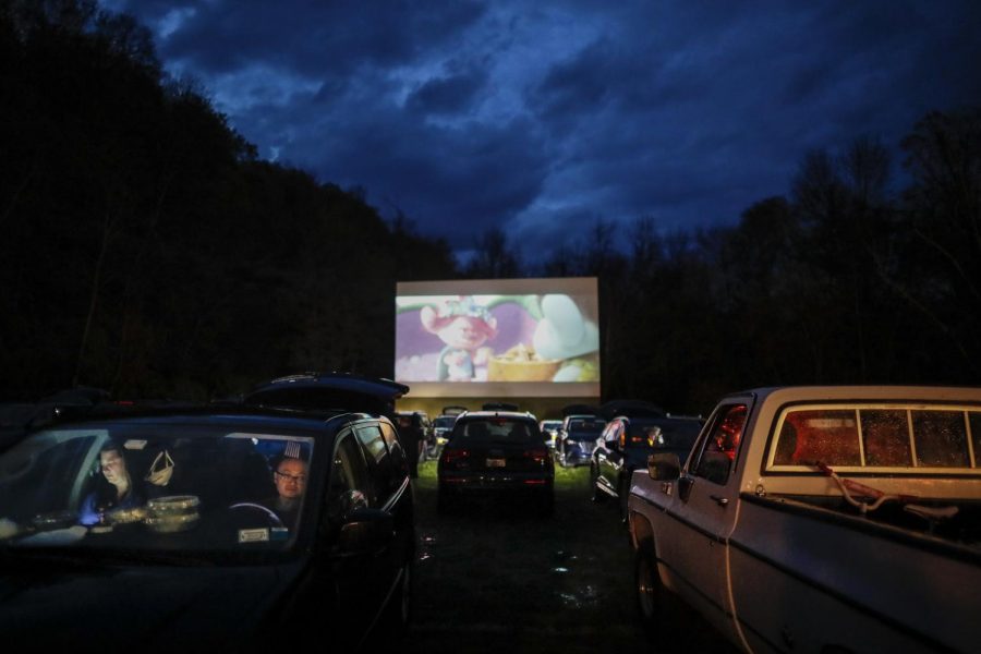 Outdoor theaters play Trolls World Tour at the Four Brothers Drive-In Theatre amid the Coronavirus pandemic. Local students and families head to Showboat Drive-In, just outside of Tomball.
