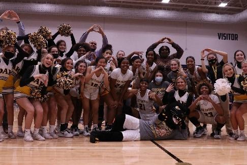 Klein Oak celebrates their nail biting third round victory against Cypress Springs. The Lady Panthers would go onto the fourth round to face Duncanville.