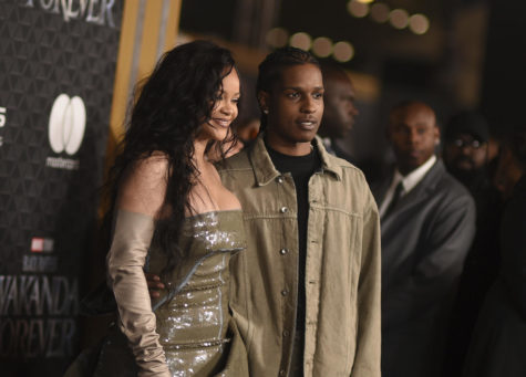 Rihanna, left, and ASAP Rocky arrives at the world premiere of Black Panther: Wakanda Forever on Wednesday, Oct. 26, 2022, at the Dolby Theatre in Los Angeles. 