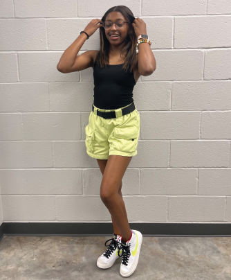 Expressing themselves through fashion, senior Cameryn Evans shows off her school outfit. 
