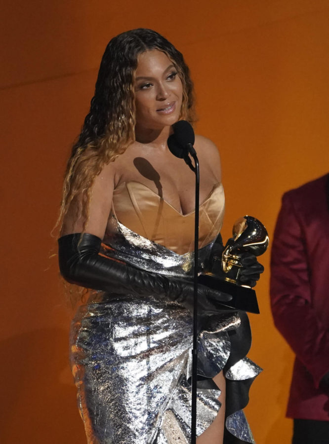 Beyonce gives her acceptance speech after receiving her 32nd Grammy. This award was given to her for best dance/electronic music in her newest album “Renaissance.” 
