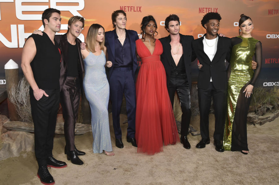 The cast of Outer Banks arrive at the season three premiere of Netflixs hit teen tv show.