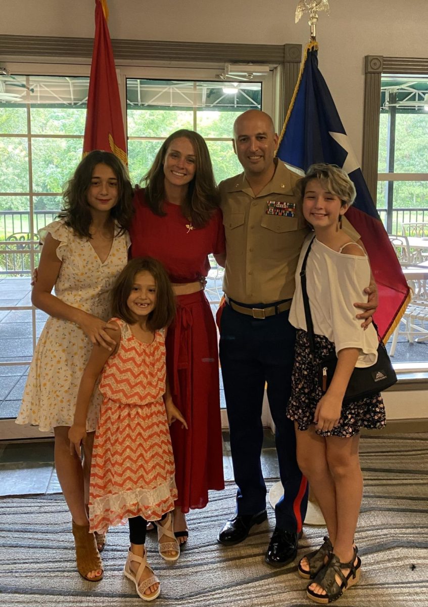 Club sponsor Danielle Campos proudly poses with her retired Marine Corps husband, Marco , and their three daughters, Madeline, Liliana, and Aria. photo submitted by Danielle Campos