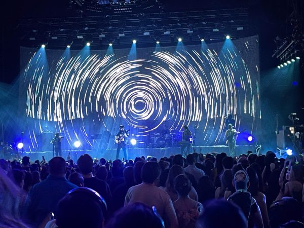 After greeting the audience, Hozier sings "De Selby (Pt. 2)". The song brought in baritone guitars to allow for a different sound.
