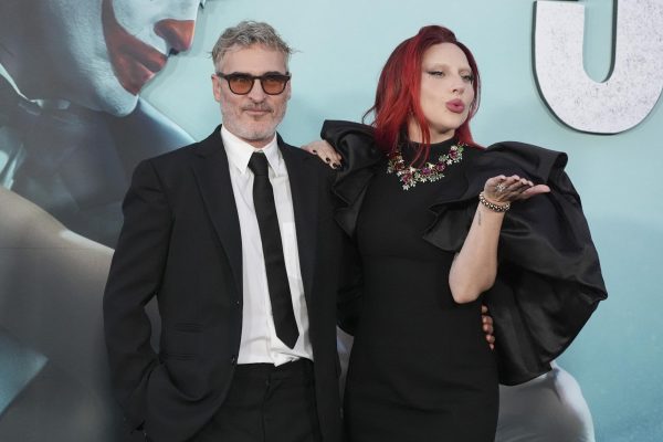 Joaquin Phoenix and Lady Gaga arrive at the premiere of "Joker: Folie a Deux" at TCL Chinese Theatre in Los Angeles.