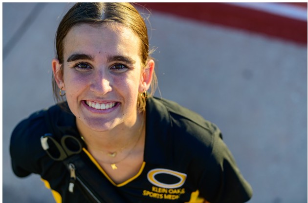 One perk of being at Klein Oak for senior Celeste Bourque was being involved in the sports medicine program. Bourque worked the different Panther athletics to prepare for her career in the medical field after graduation. Photo submitted by Celeste Bourque