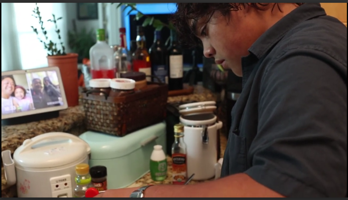 Preparing Onigiri to share with others, sophomore Mattao Leano is at home in the kitchen.